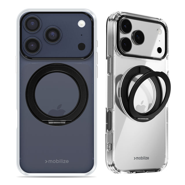 Mobilize MagSafe Compatible Coque Support Bague Rotative 360 Apple iPhone 17 Pro Transparent/Noir