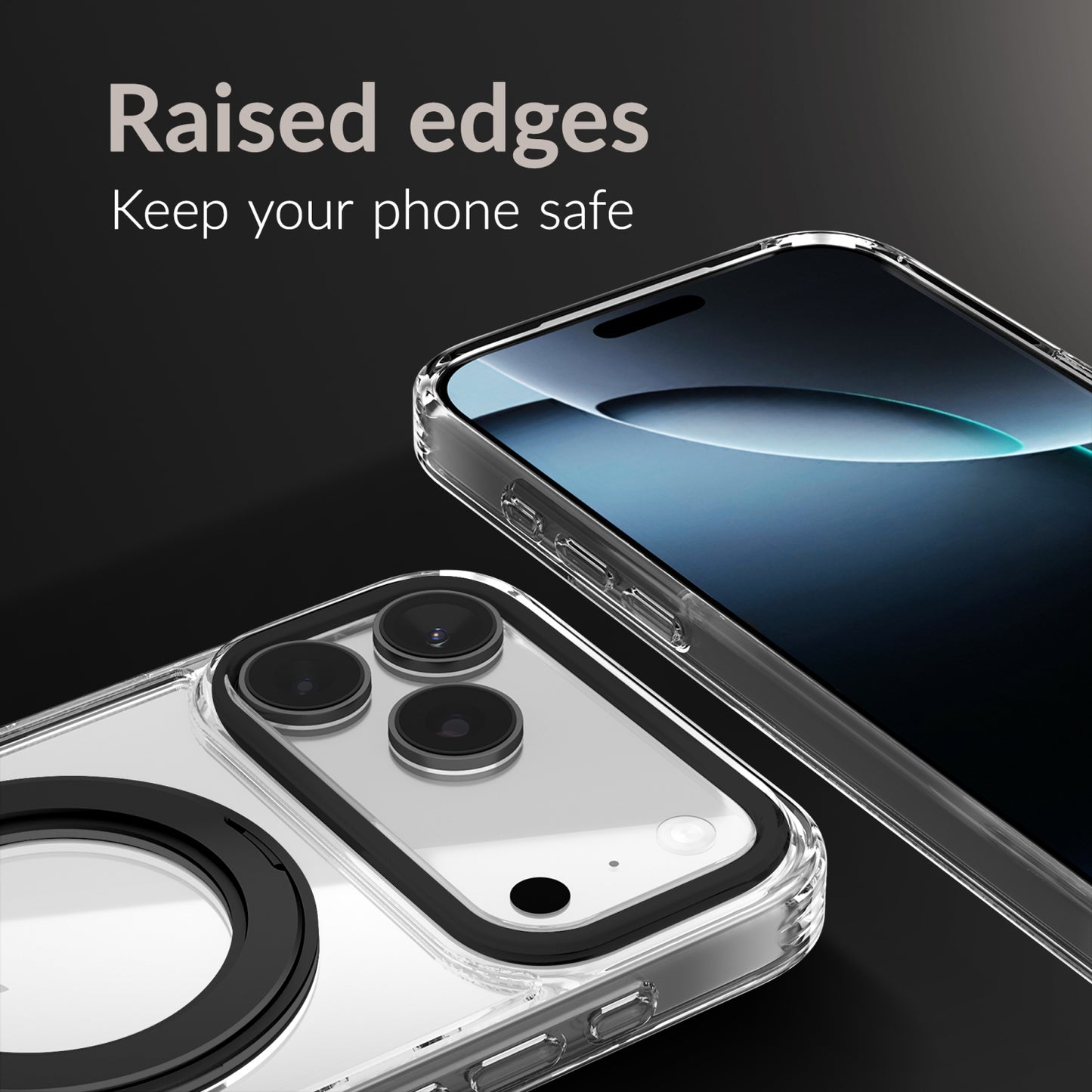 Mobilize MagSafe Compatible 360 Rotating Ring Stand Case Apple iPhone 17 Pro Clear/Black