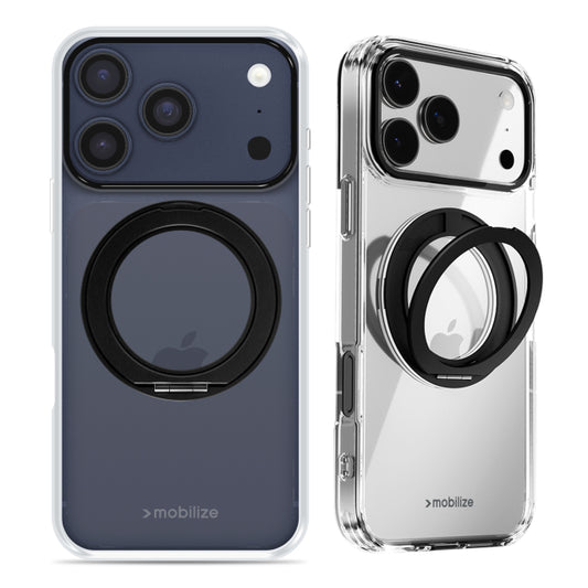 Mobilize MagSafe Compatible 360 Rotating Ring Stand Case Apple iPhone 17 Pro Max Clear/Black