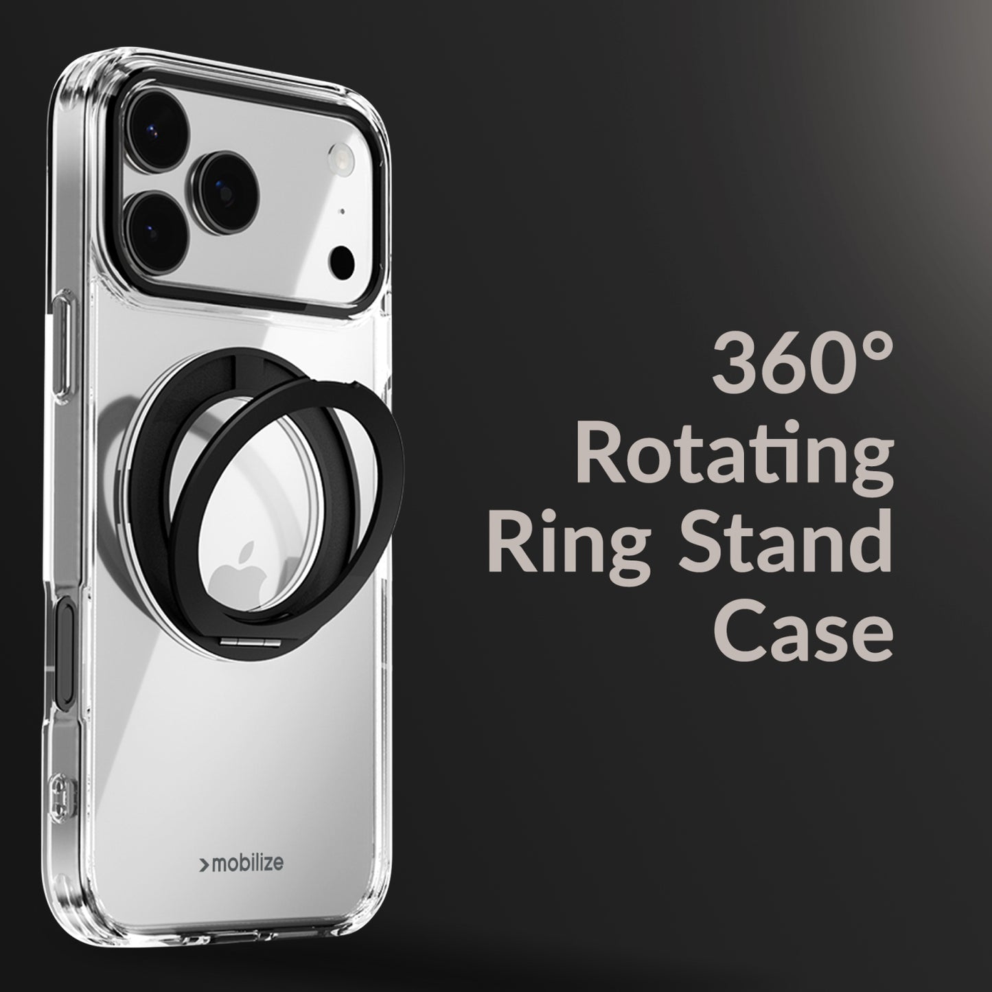 Mobilize MagSafe Compatible 360 Rotating Ring Stand Case Apple iPhone 17 Pro Max Clear/Black