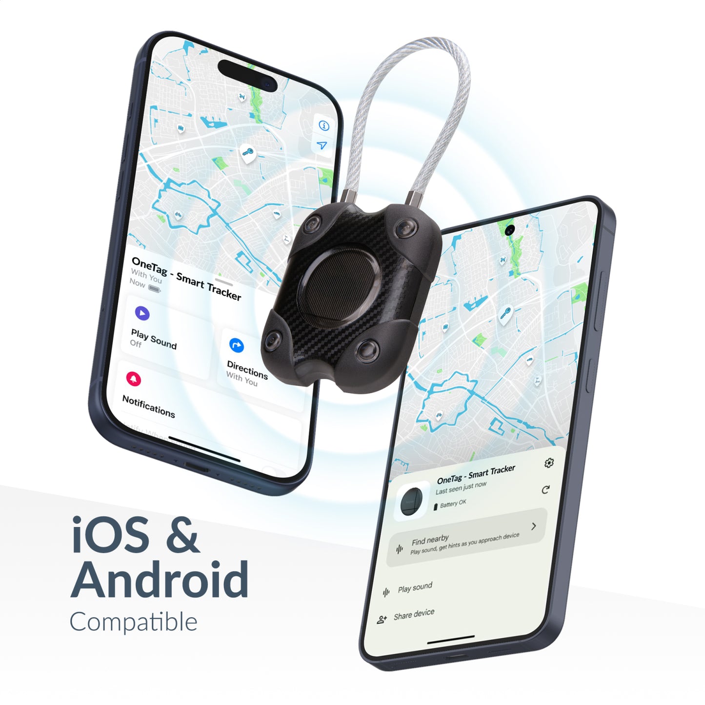Beeep OneTag Apple Find My & Android Tracker - Waterproof Lock - Black