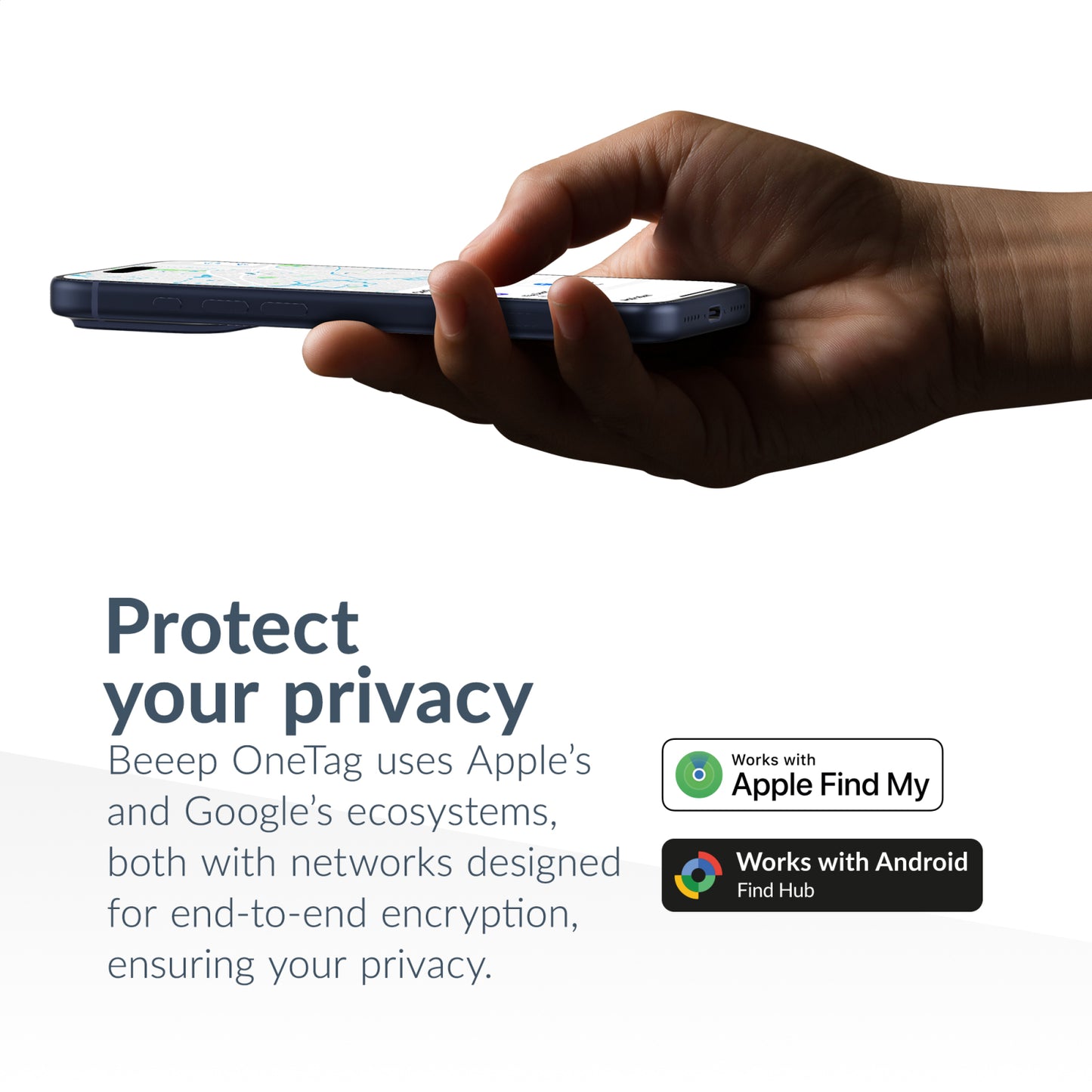 Beeep OneTag Apple Find My & Android Tracker - Waterproof Lock - Black