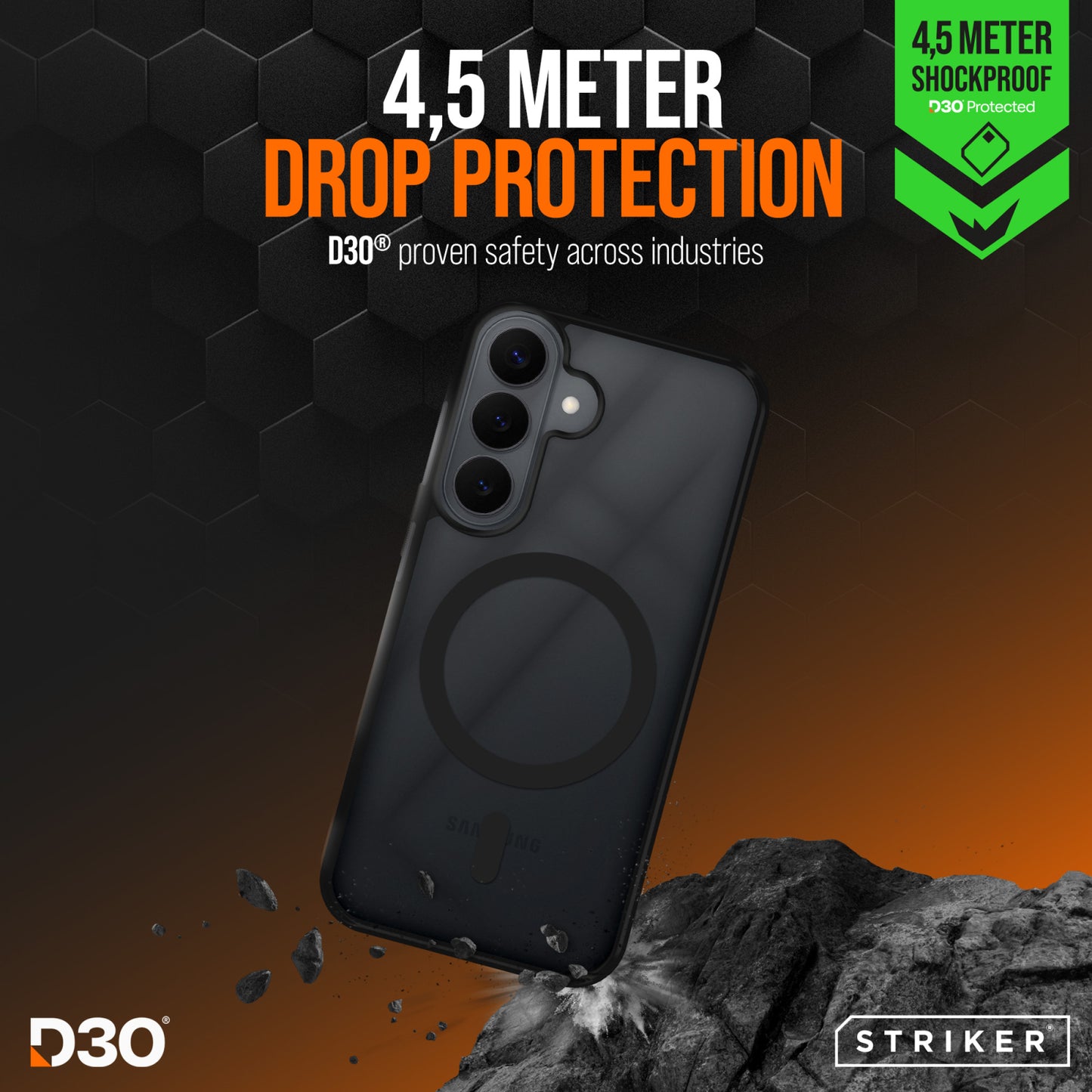 Striker X-Core - D3O Xtreme Impact Mag Case - Black - Samsung S26+ 5G