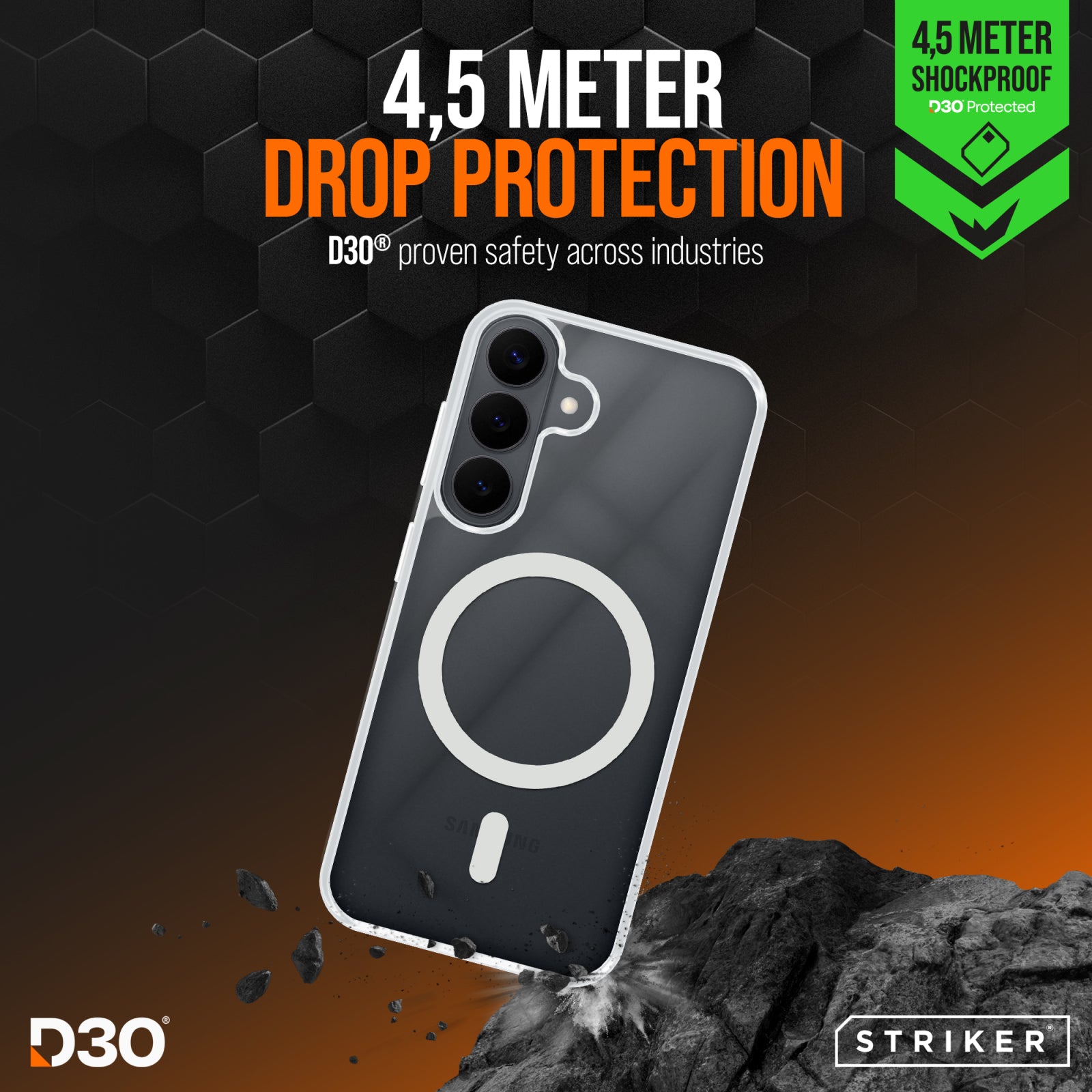Striker X-Core - D3O Xtreme Impact Mag Case - Clear - Samsung S26+ 5G