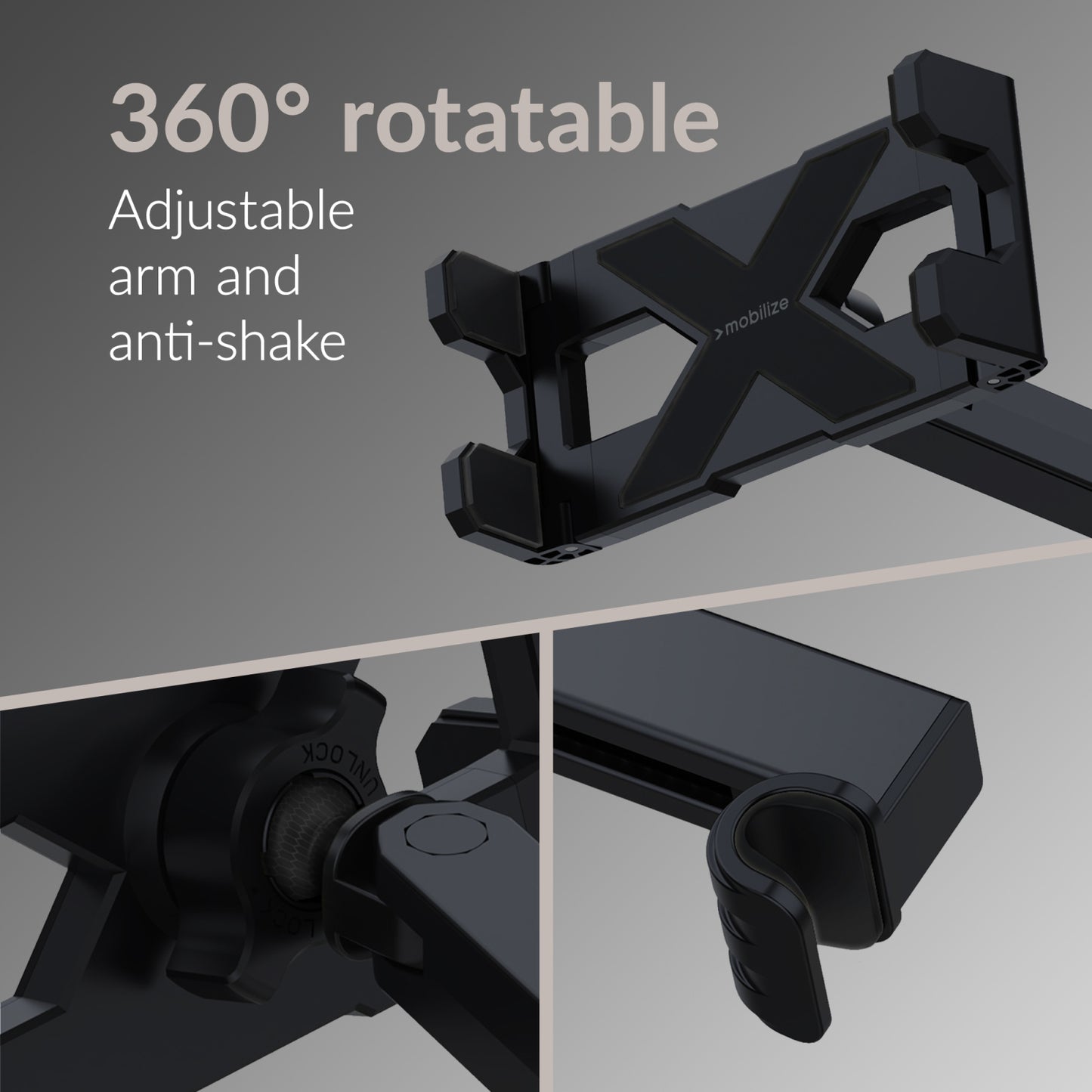 Mobilize Headrest Tablet & Smartphone Car Holder Black