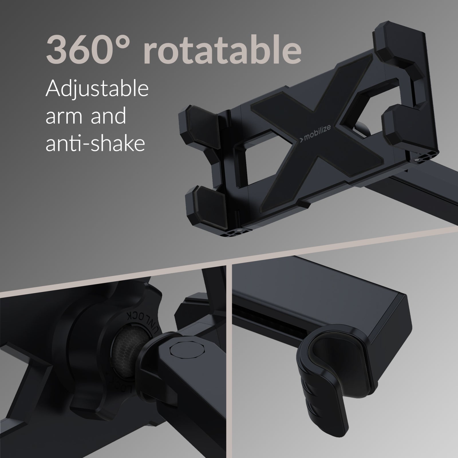 Mobilize Headrest Tablet & Smartphone Car Holder Black