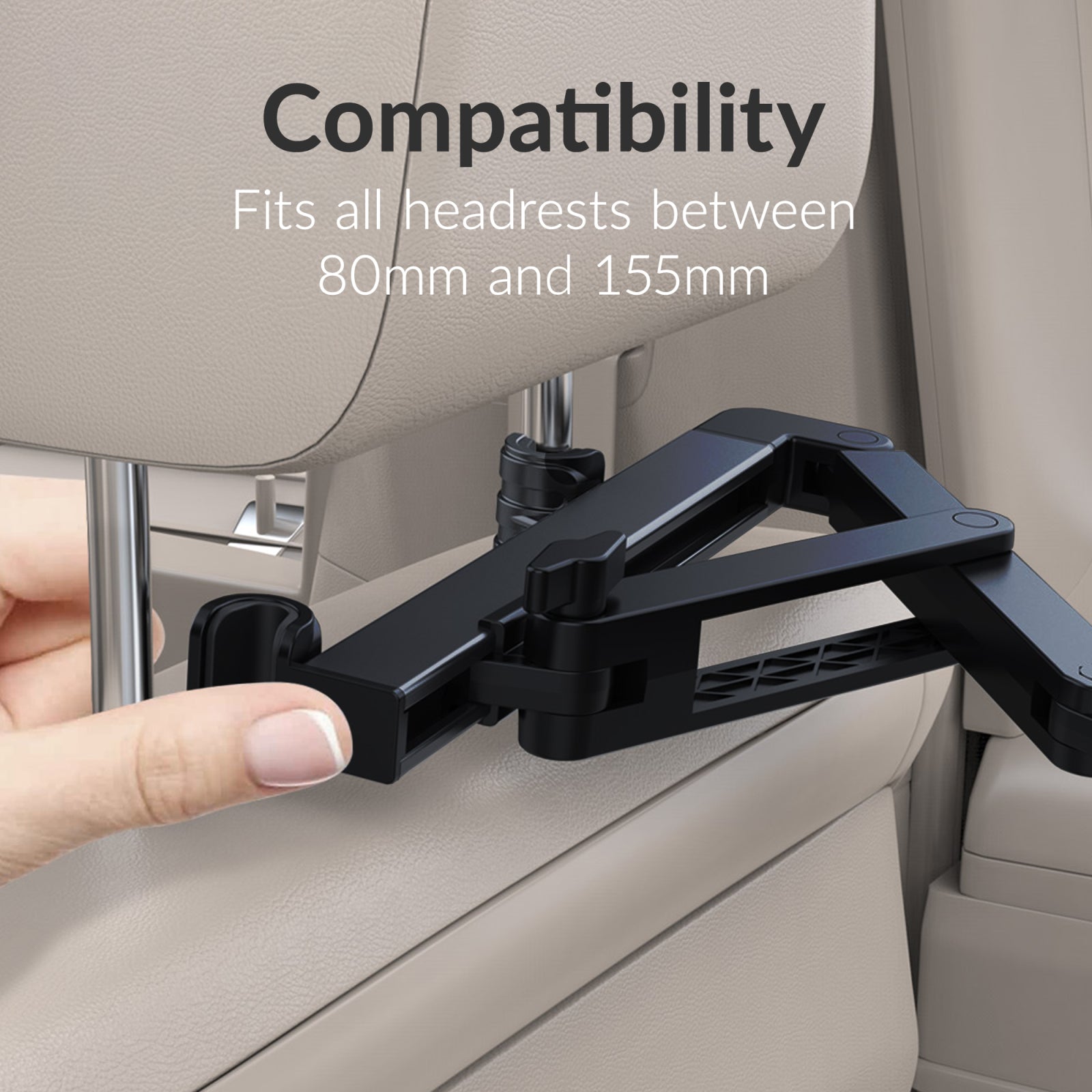 Mobilize Headrest Tablet & Smartphone Car Holder Black