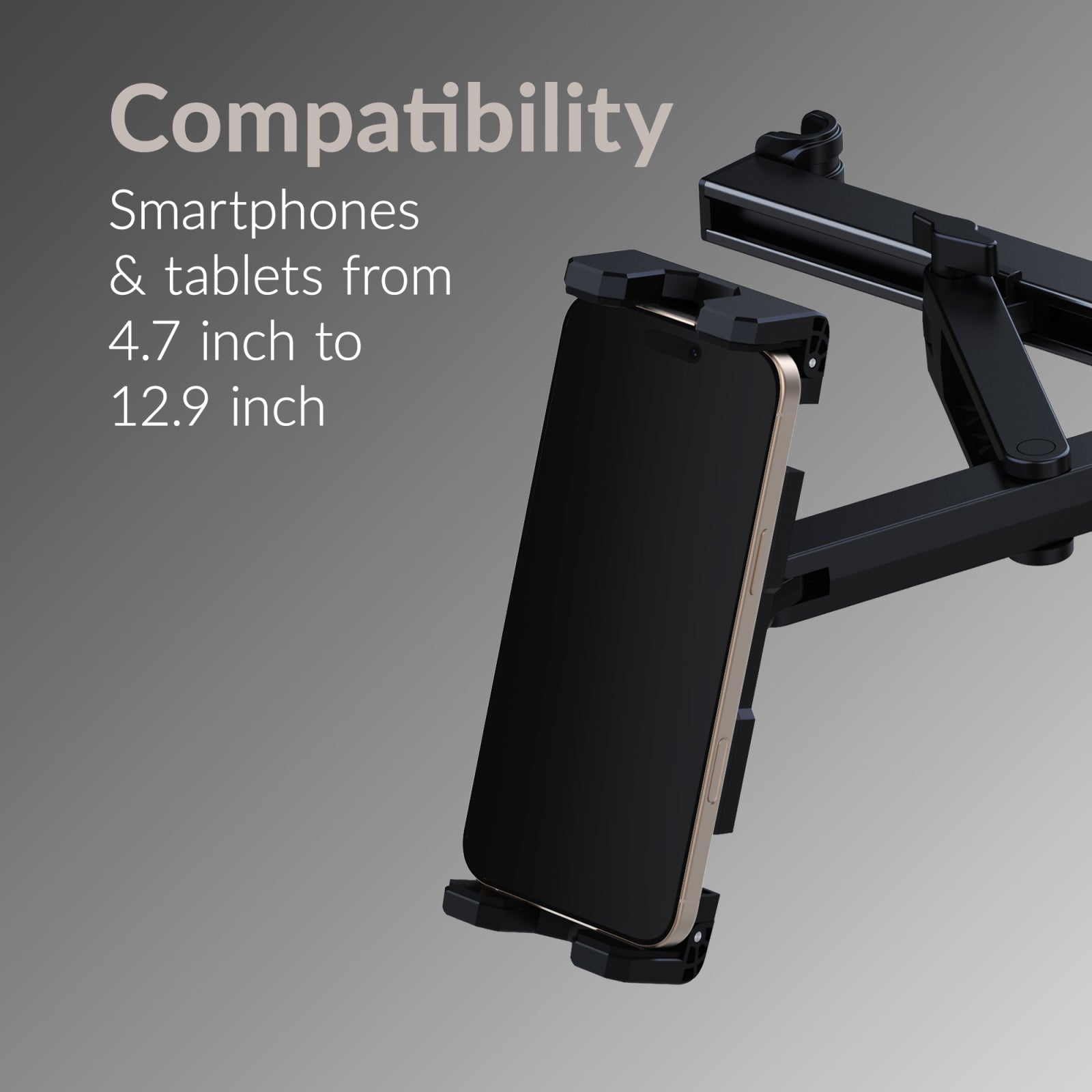 Mobilize Headrest Tablet & Smartphone Car Holder Black