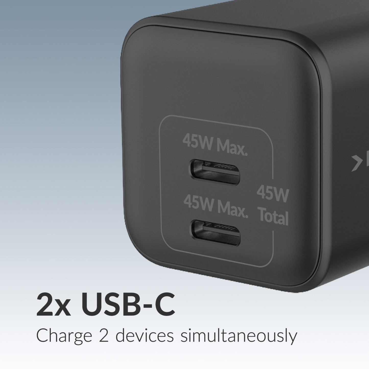 Mobilize Wall Charger 2x USB-C GaN 45W with PD/PPS Black