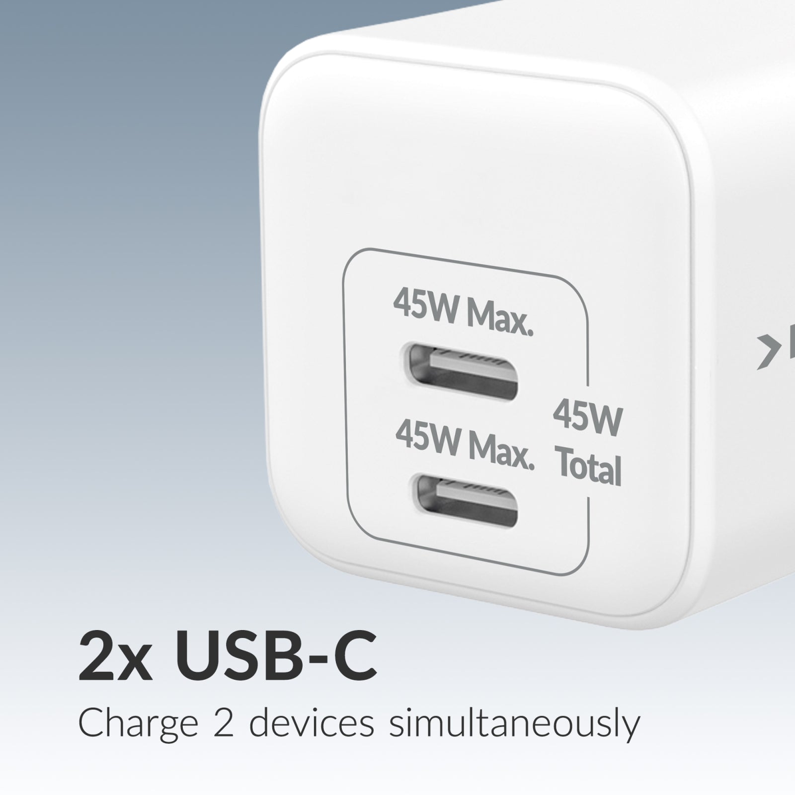 Mobilize Wall Charger 2x USB-C GaN 45W with PD/PPS White
