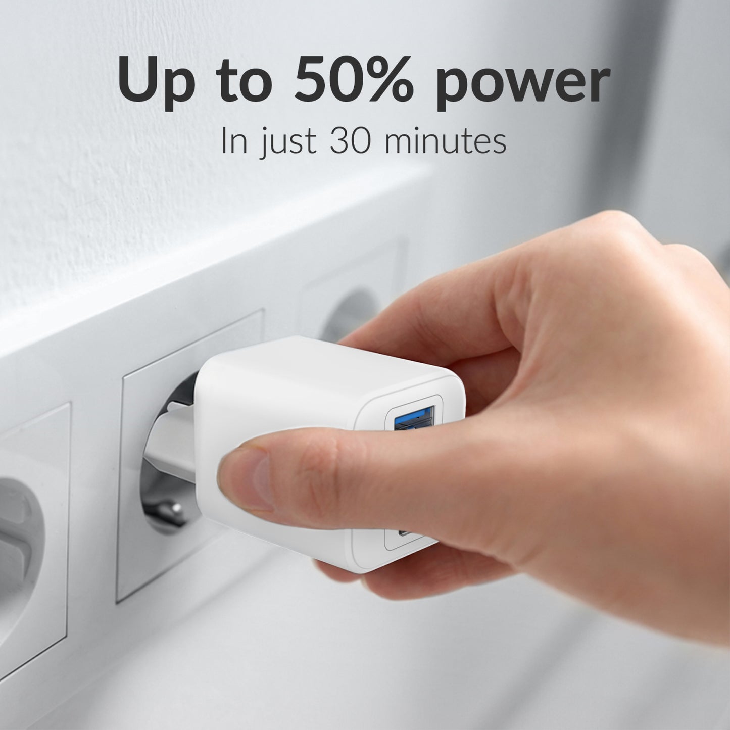 Mobilize Wall Charger 2x USB-C + 1x USB GaN 65W with PD/PPS White