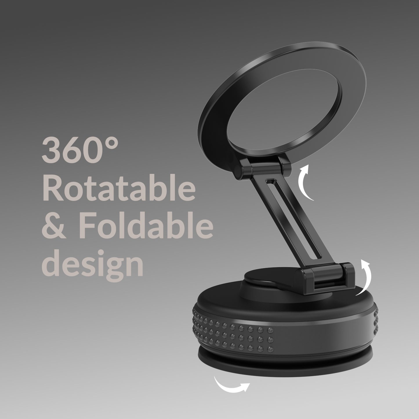 Mobilize MagSafe Compatible Phone Holder - 360° Rotatable & Foldable - Vacuum Suction - Black