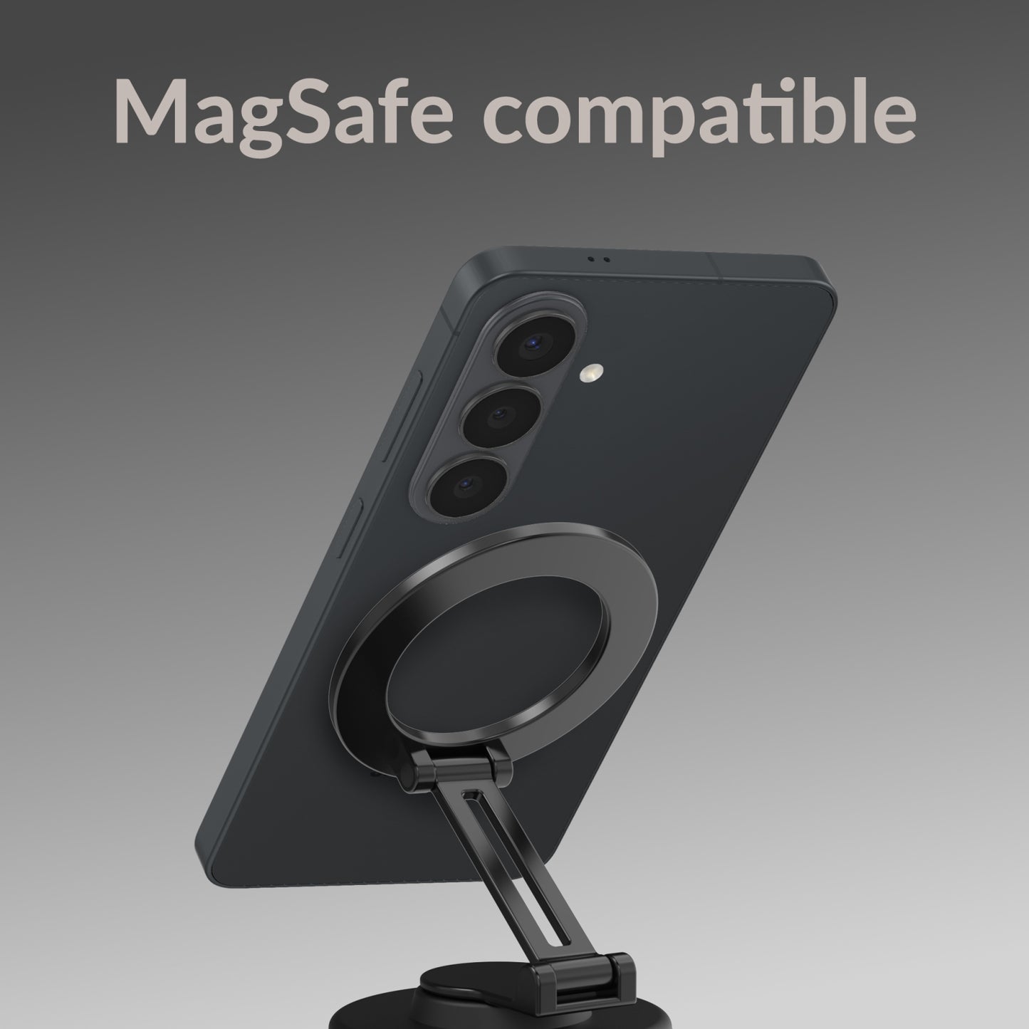 Mobilize MagSafe Compatible Phone Holder - 360° Rotatable & Foldable - Vacuum Suction - Black