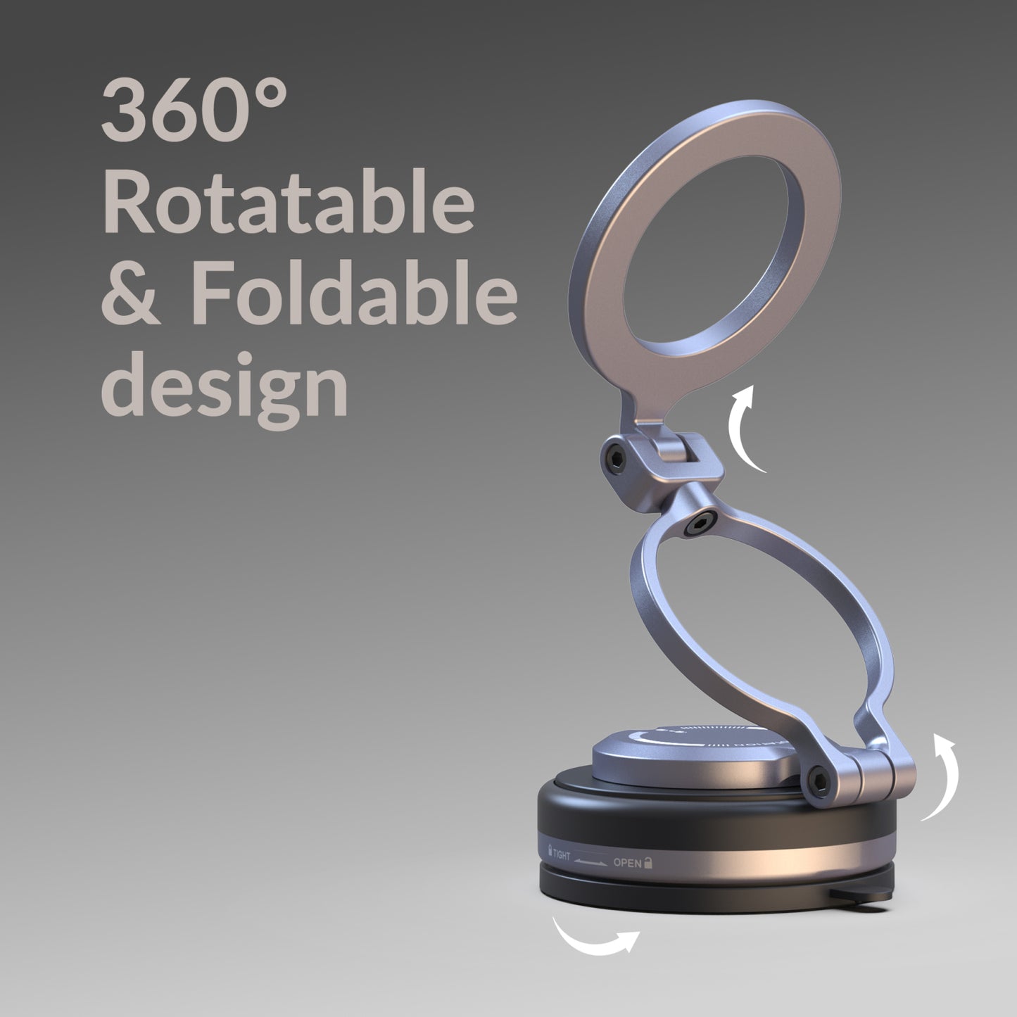 Mobilize MagSafe Compatible Phone Holder - 360° Rotatable & Foldable - Vacuum Suction - Premium Alloy
