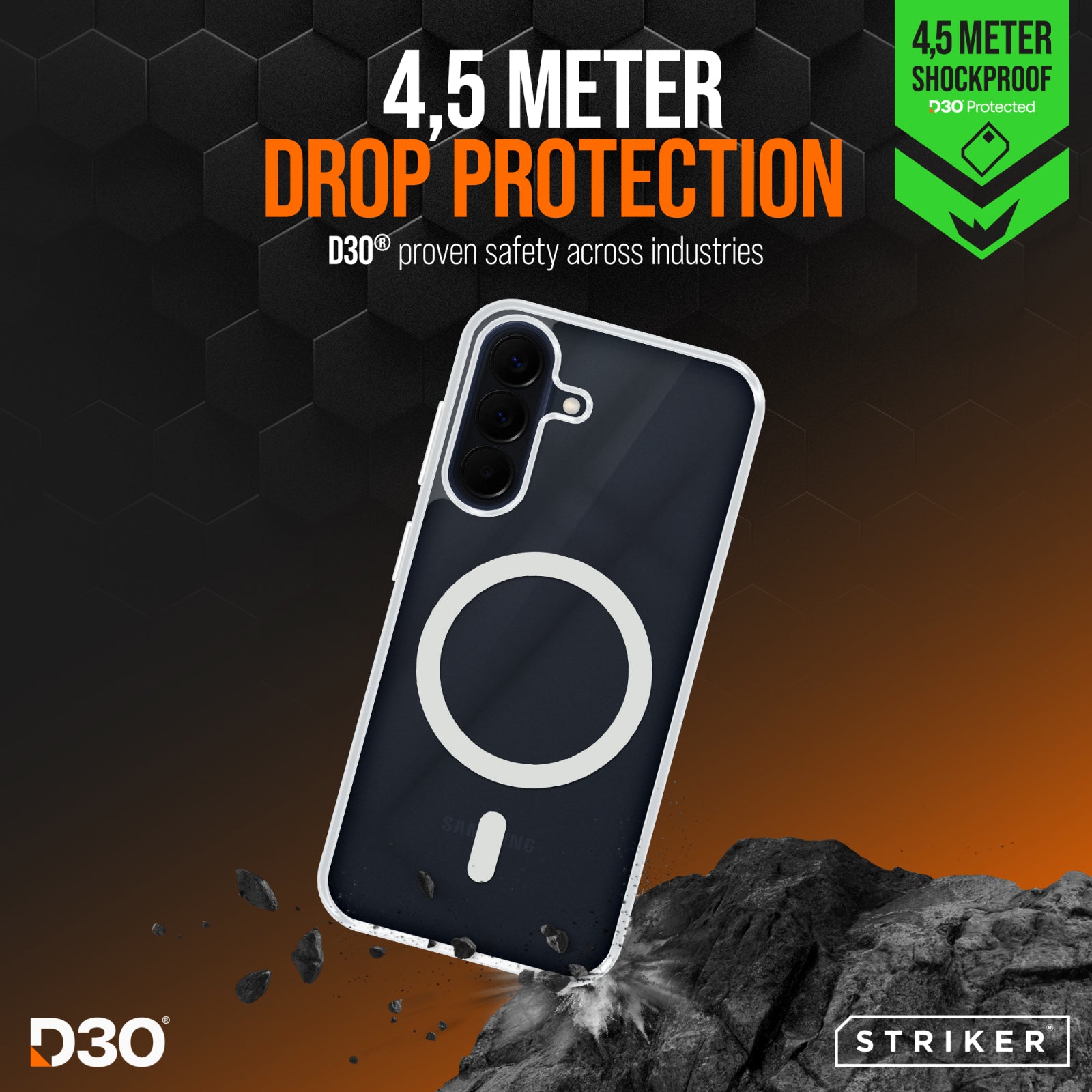 Striker X-Core - D3O Xtreme Impact Mag Case - Clear - Samsung A57 5G