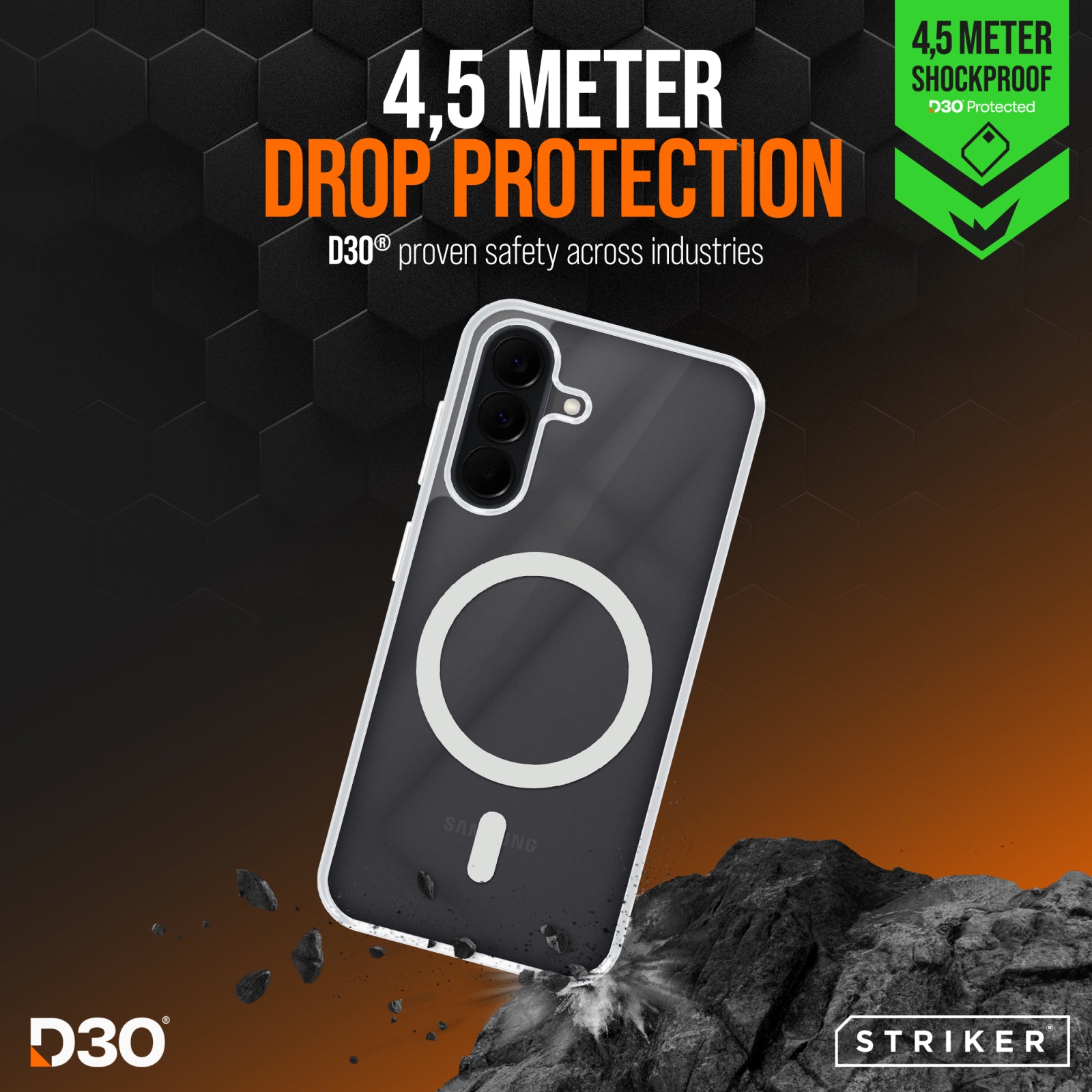 Striker X-Core - D3O Xtreme Impact Mag Case - Clear - Samsung A37 5G