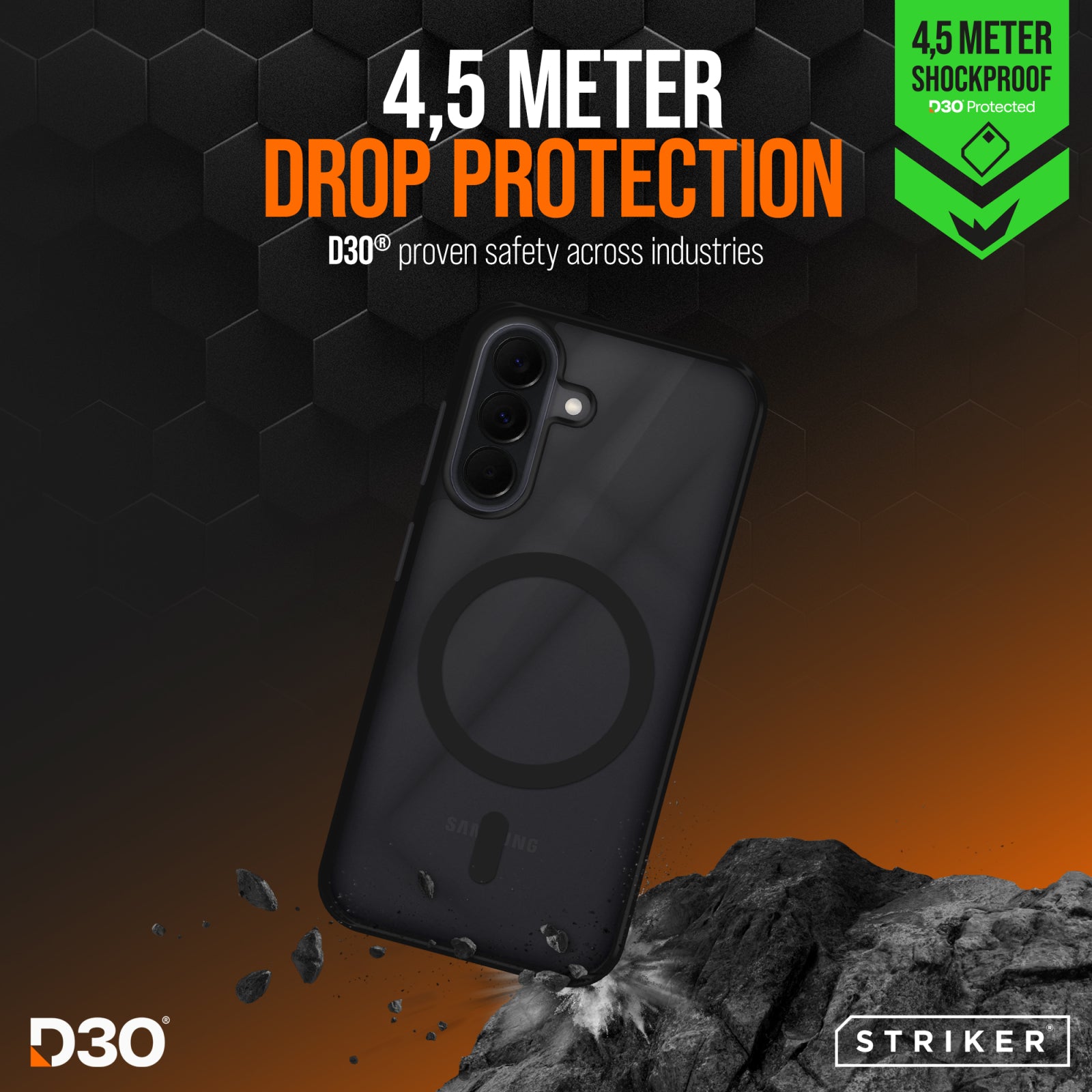 Striker X-Core - D3O Xtreme Impact Mag Case - Black - Samsung A27 5G