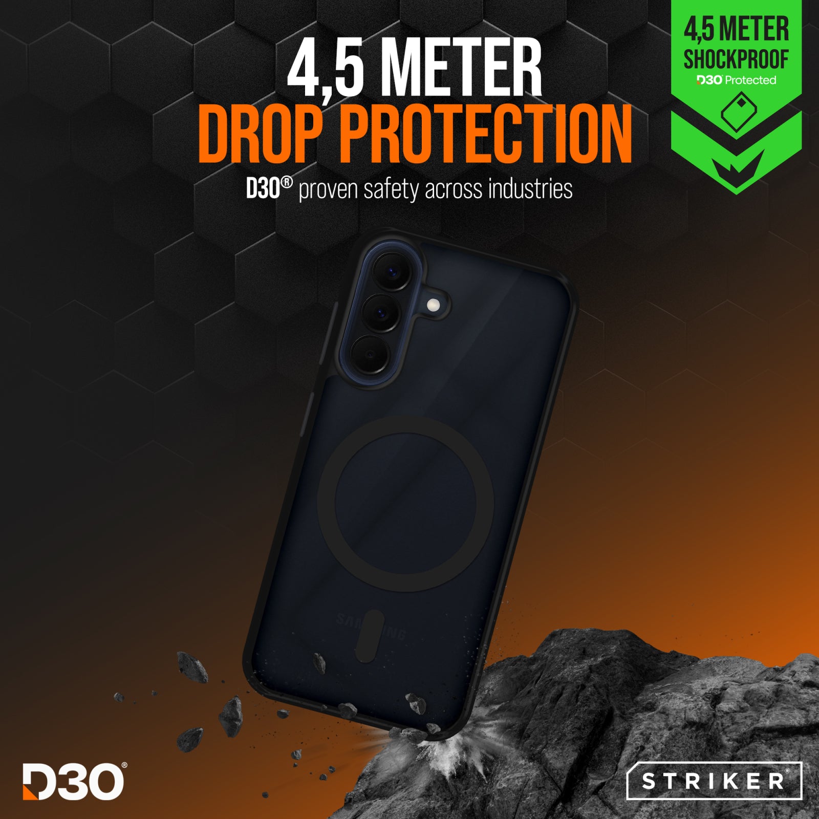 Striker X-Core - D3O Xtreme Impact Mag Case - Black - Samsung A57 5G