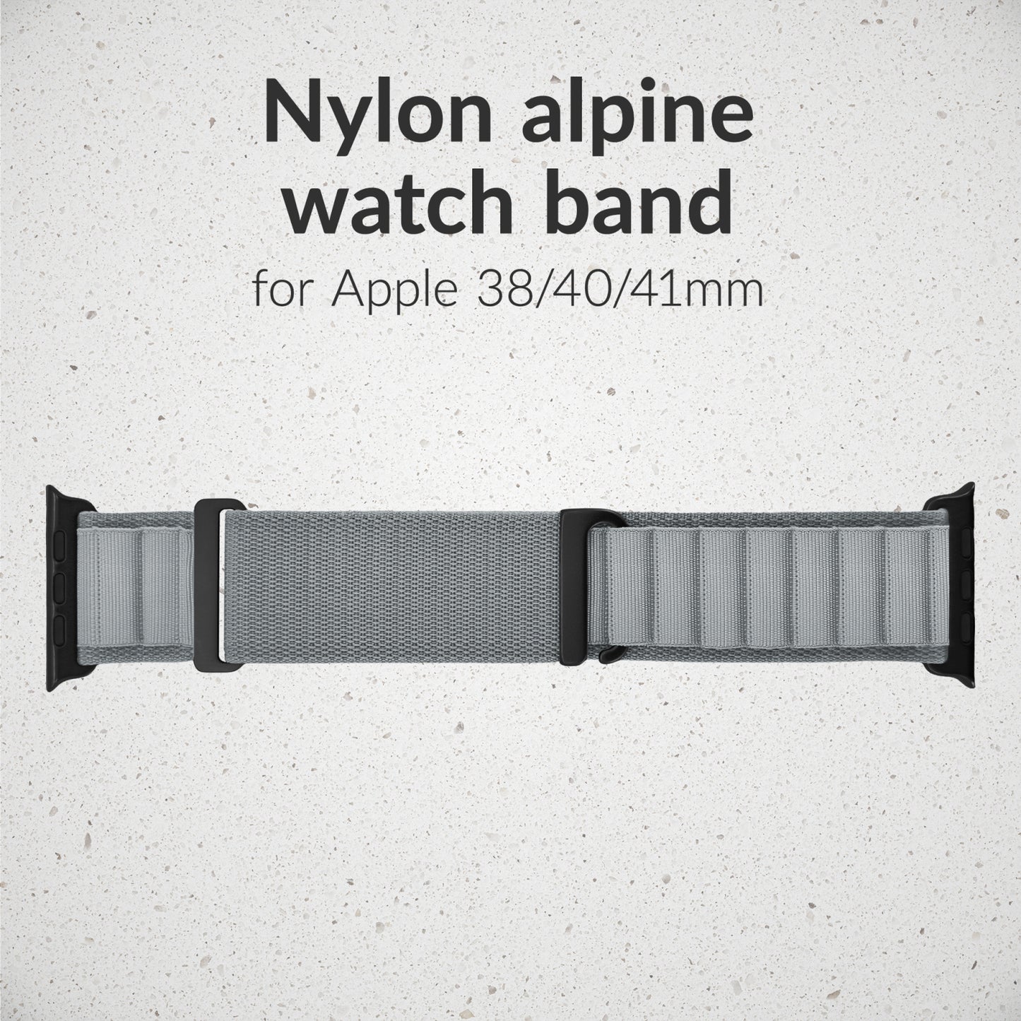 Mobilize Nylon Watch Band - Alpine - Black Connector - for Apple 38/40/41mm - Light Grey