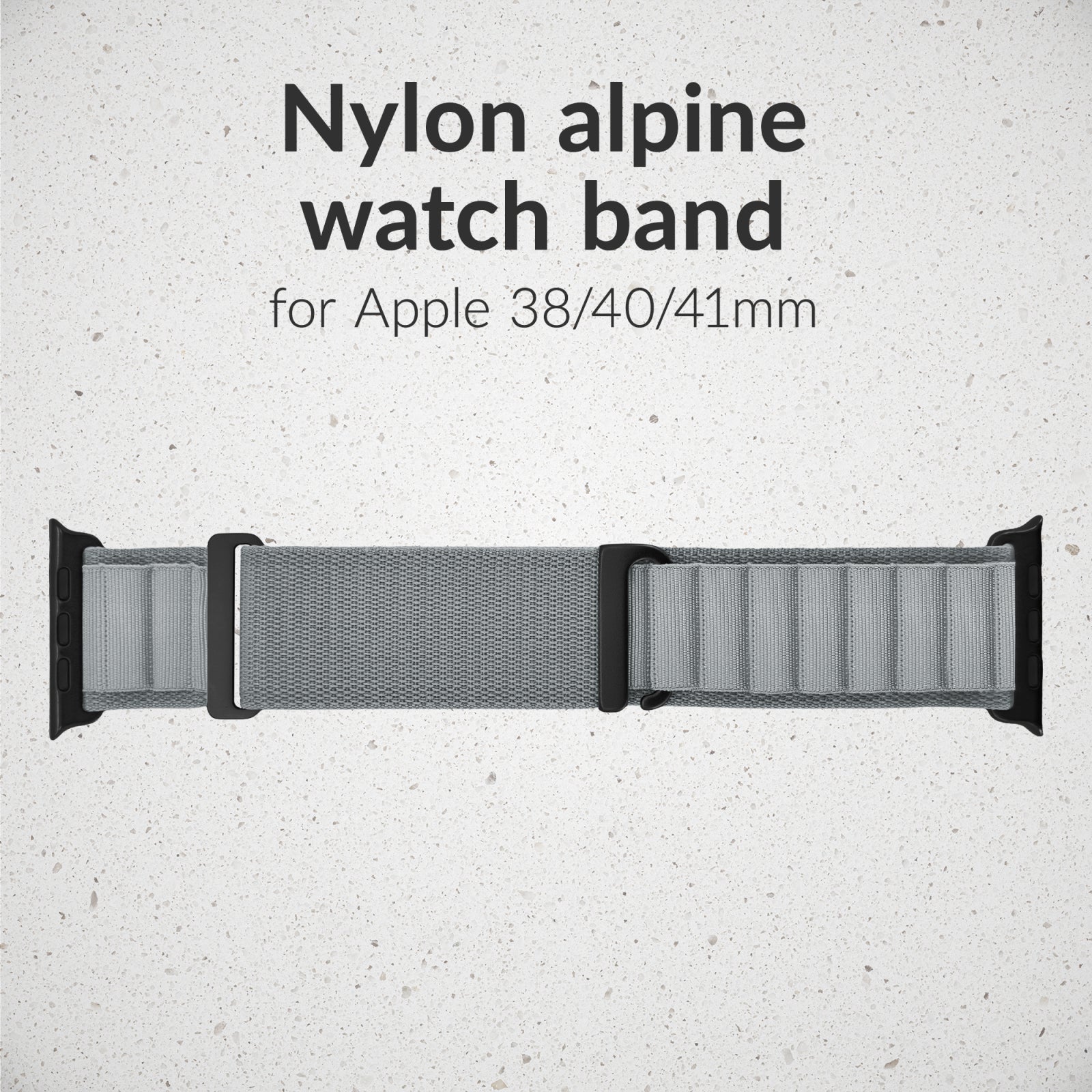 Mobilize Nylon Watch Band - Alpine - Black Connector - for Apple 38/40/41mm - Light Grey