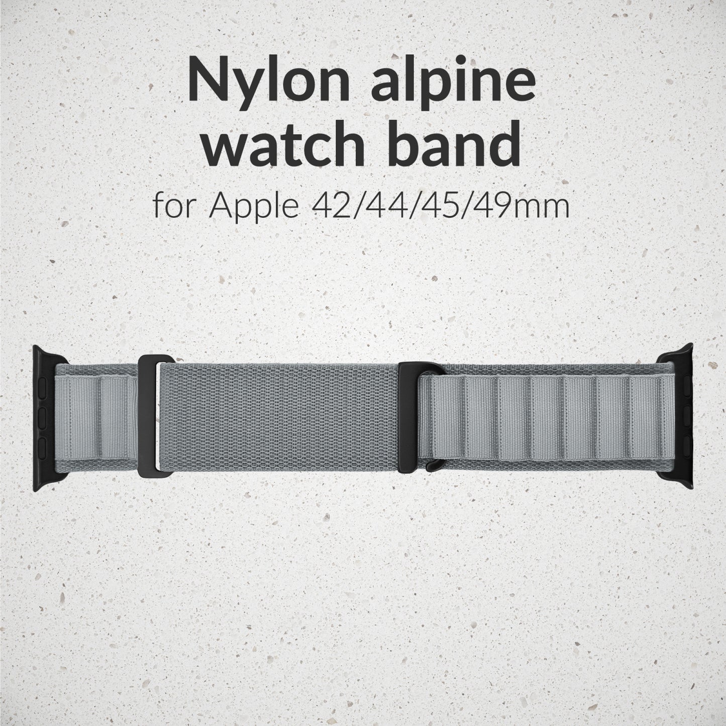 Mobilize Nylon Watch Band - Alpine - Black Connector - for Apple 42/44/45/49mm - Light Grey