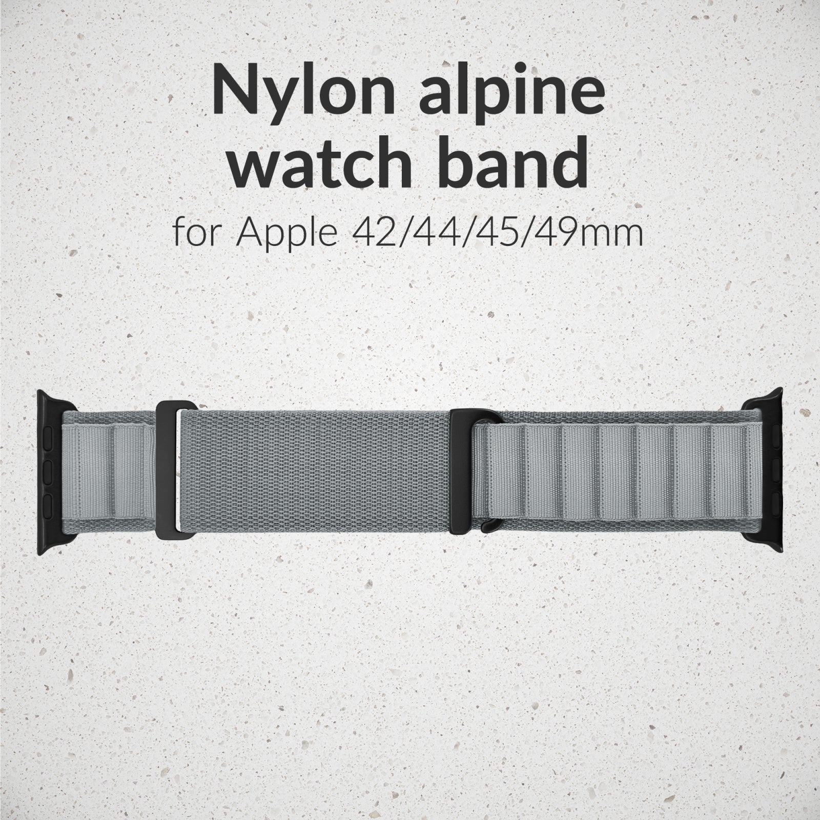 Mobilize Nylon Watch Band - Alpine - Black Connector - for Apple 42/44/45/49mm - Light Grey