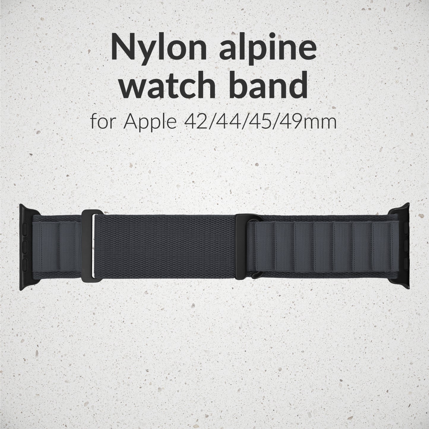 Mobilize Nylon Watch Band - Alpine - Black Connector - for Apple 42/44/45/49mm - Dark Grey