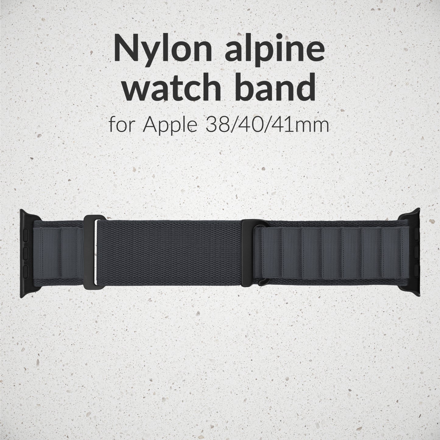 Mobilize Nylon Watch Band - Alpine - Black Connector - for Apple 38/40/41mm - Dark Grey