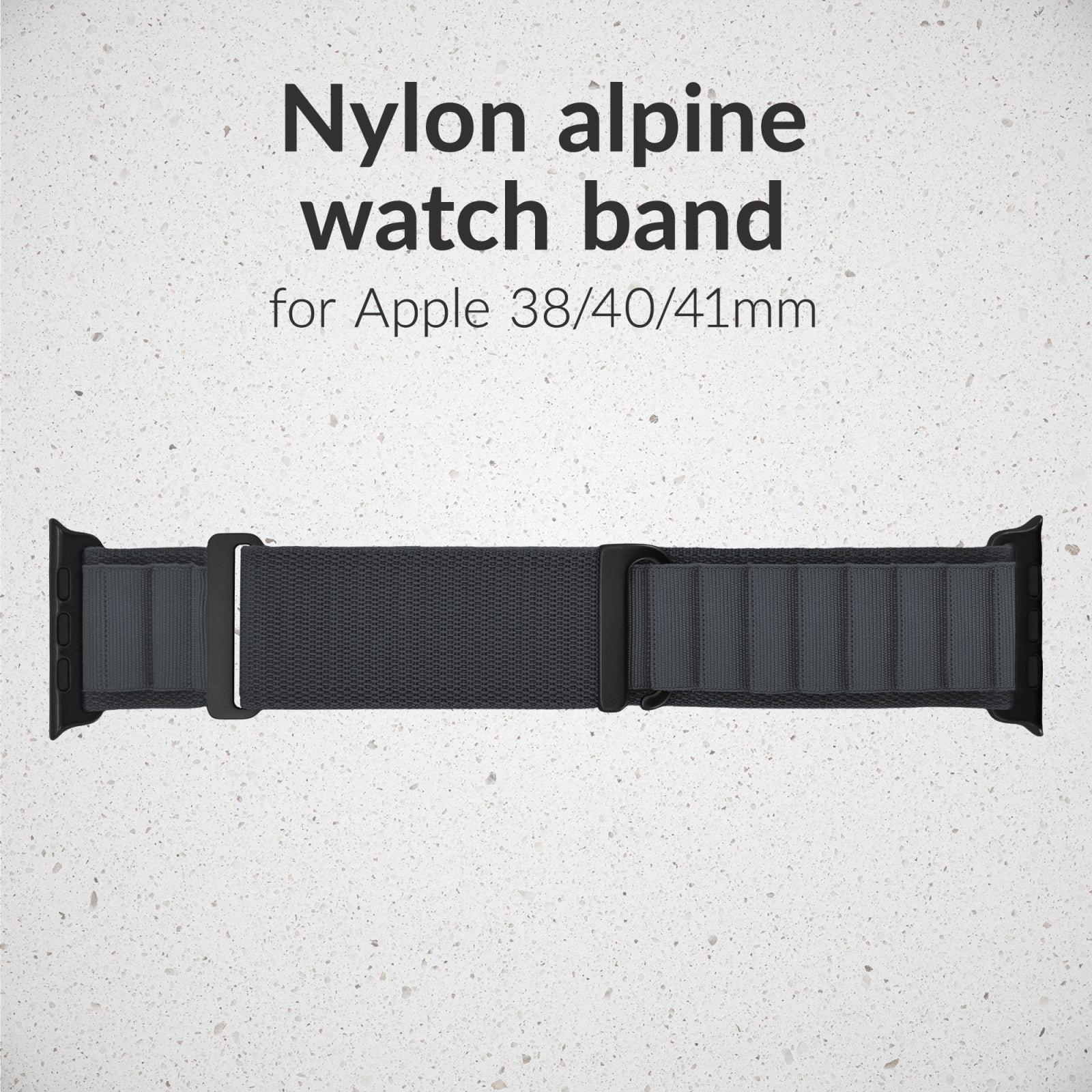 Mobilize Nylon Watch Band - Alpine - Black Connector - for Apple 38/40/41mm - Dark Grey