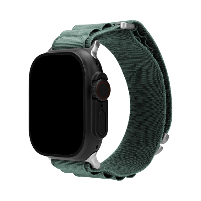 Mobilize Nylon Armband - Alpine - Titan Anschluss - für Apple 42/44/45/49mm - Grün