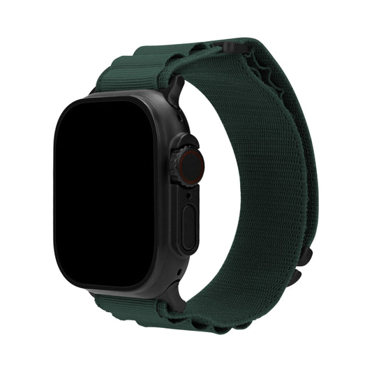 Bracelet de montre en nylon Mobilize - Alpine - Connecteur noir - pour Apple 42/44/45/49mm - Vert foncé
