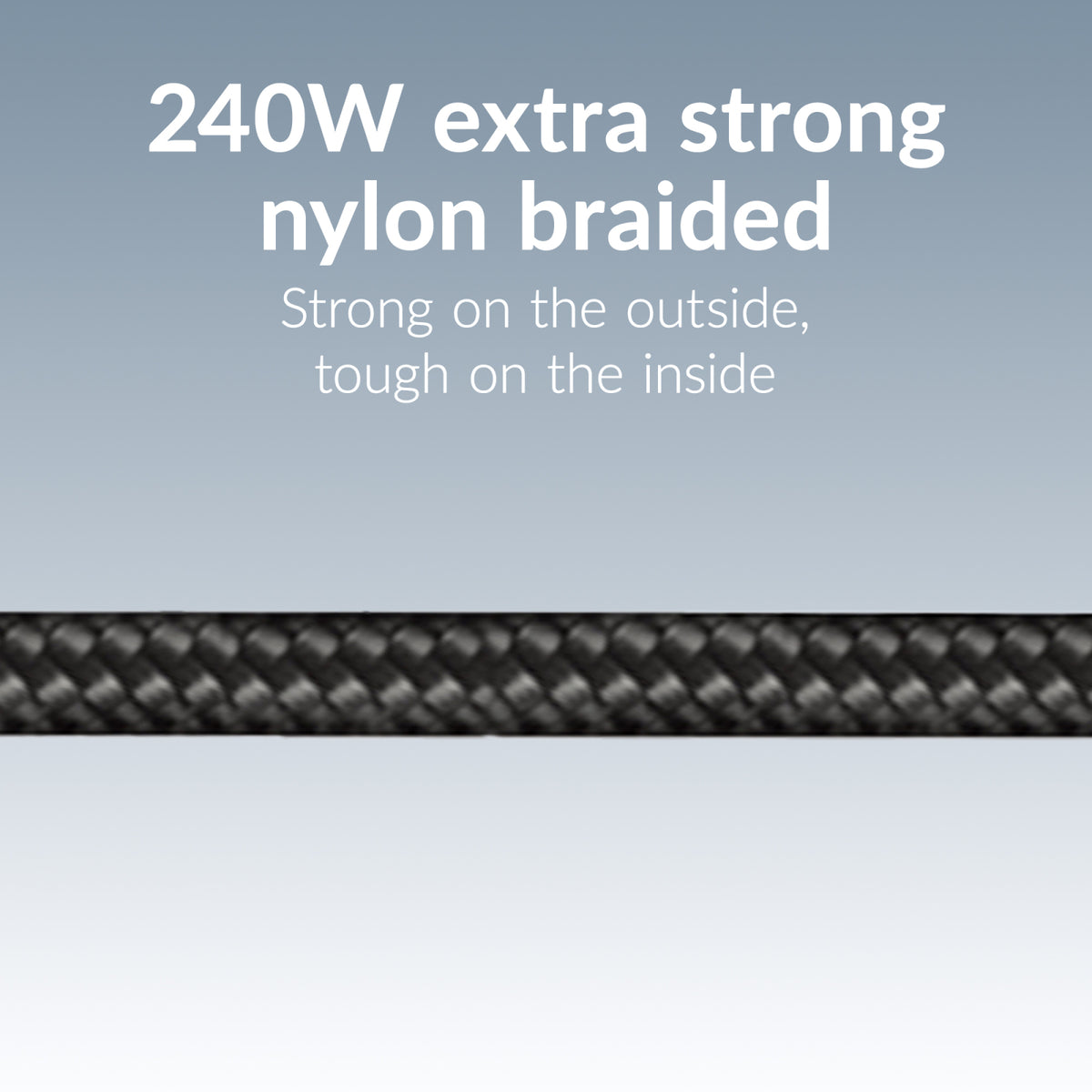 Mobilize Strong Nylon Cable USB-C to USB-C 1m. 240W Black