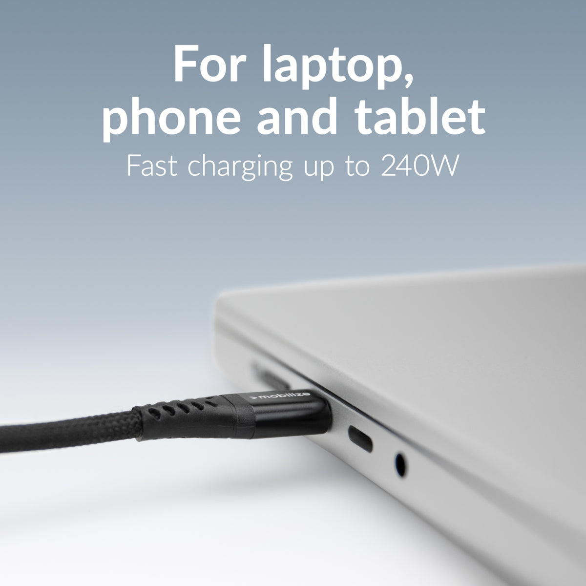Mobilize Strong Nylon Cable USB-C to USB-C 1m. 240W Black