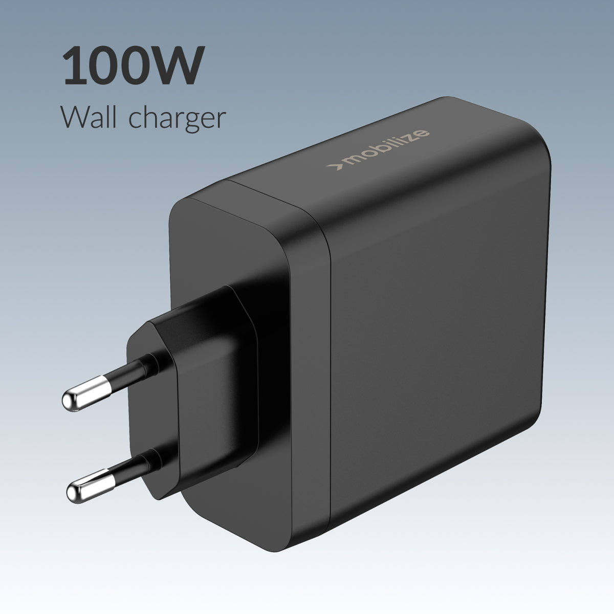 Mobilize Wall Charger 2x USB-C + 1x USB GaN 100W with PD/PPS Black