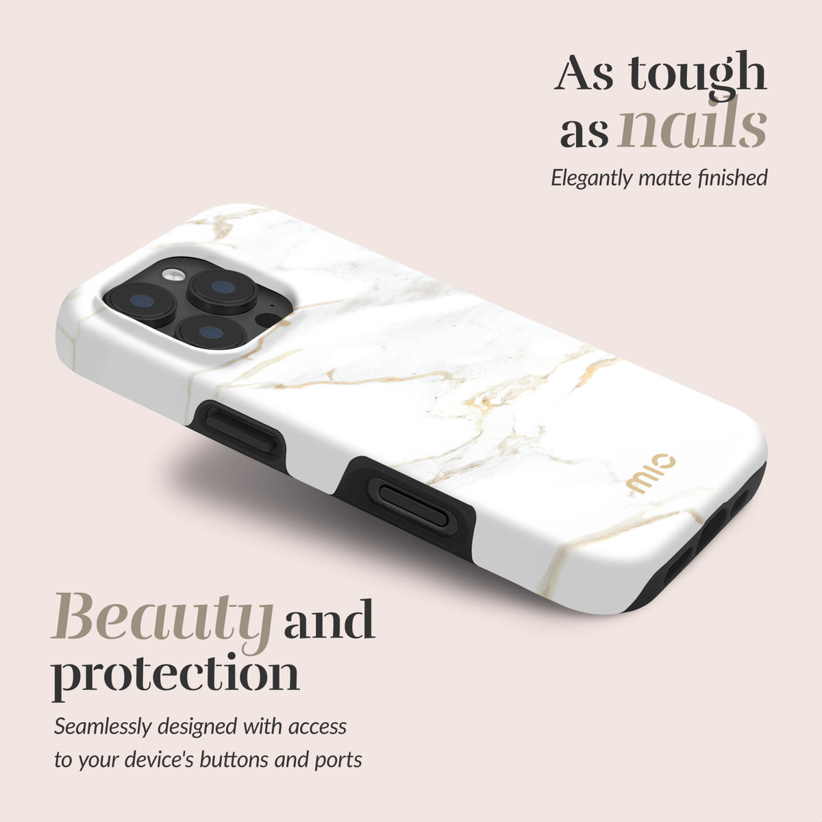 MIO White Marble Magsafe Compatible for iPhone 17 Pro/18 Pro