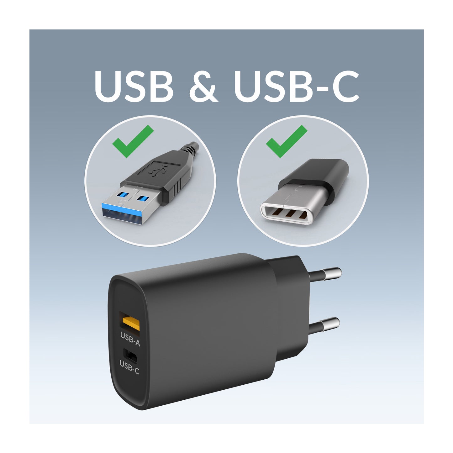 Mobilize Wall Charger USB-C + USB 25W with PD/PPS Black (BULK)