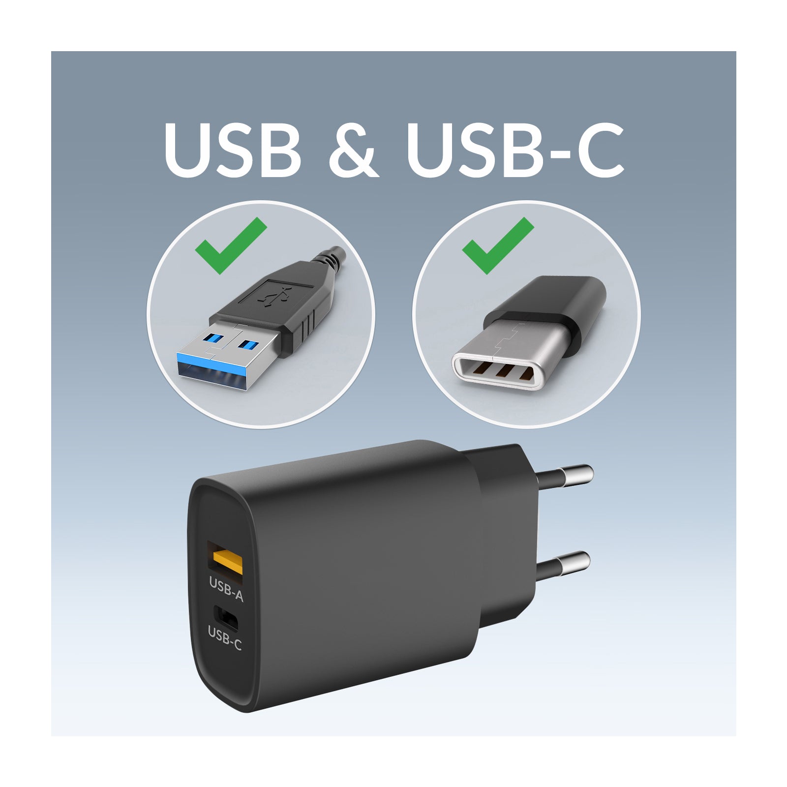 Mobilize Wall Charger USB-C + USB 25W with PD/PPS Black (BULK)