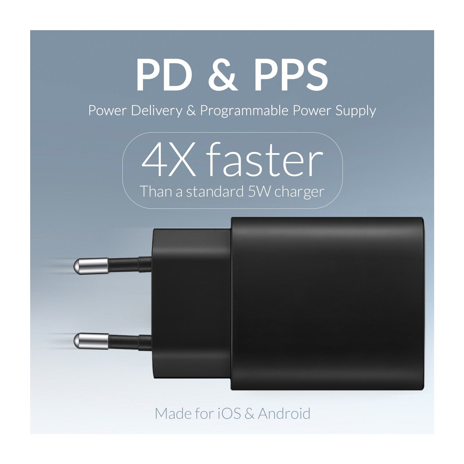 Mobilize Wall Charger USB-C + USB 25W with PD/PPS Black (BULK)
