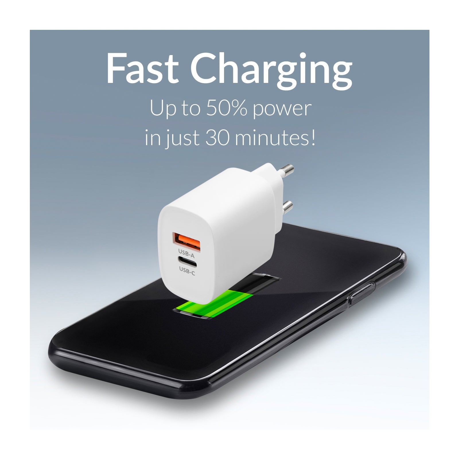 Mobilize Wall Charger USB-C + USB 25W with PD/PPS White (BULK)