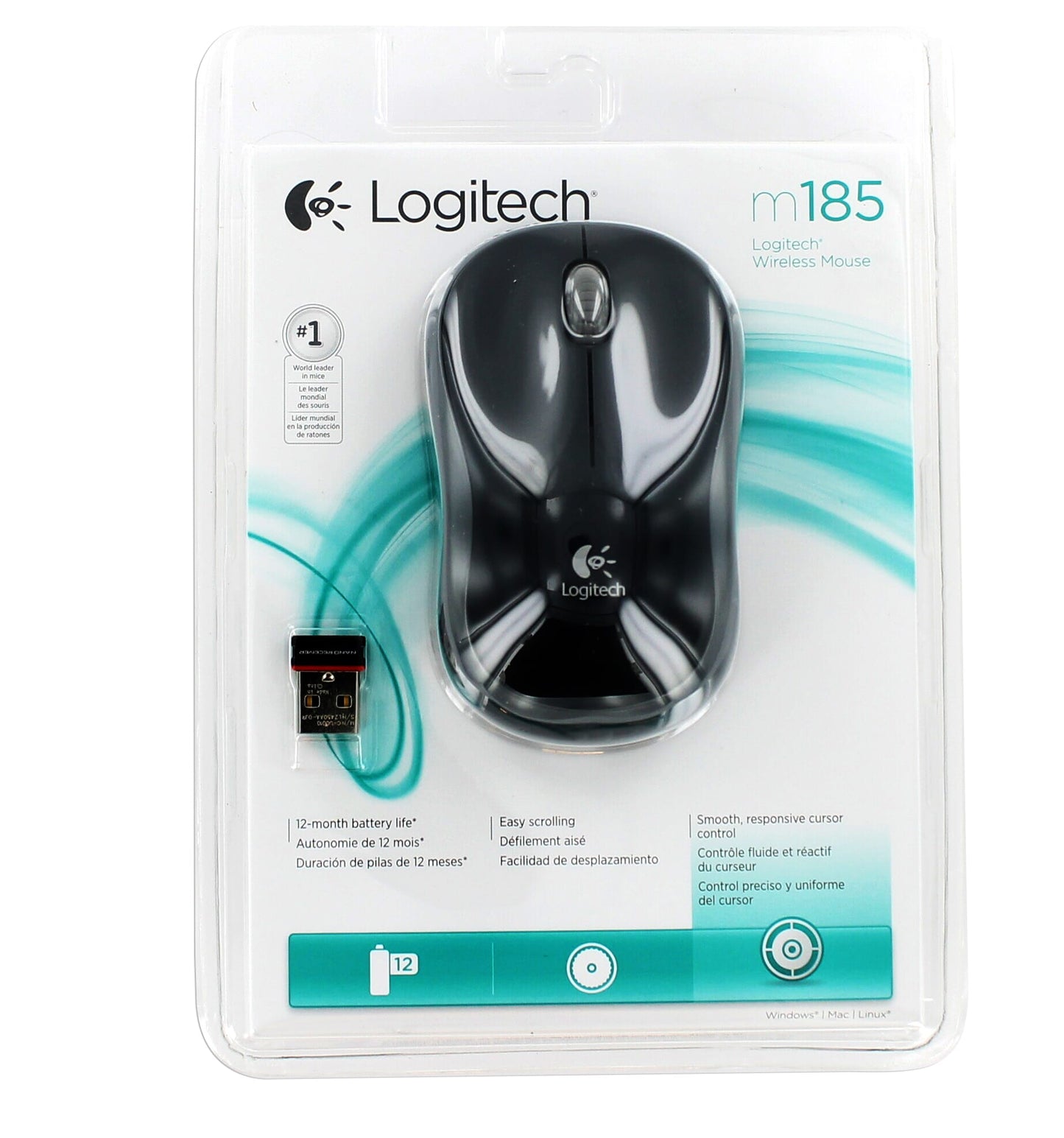 Logitech M185 Kabellose Optische Maus – Schwarz/Grau