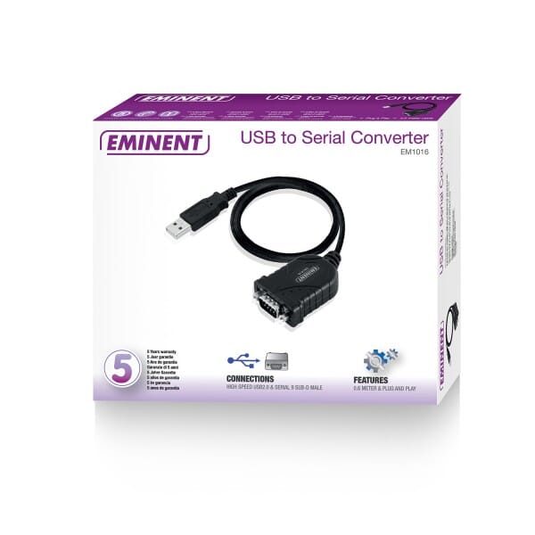 Eminent USB naar Serieel Adapter Kabel 0.6 Meter - Zwart