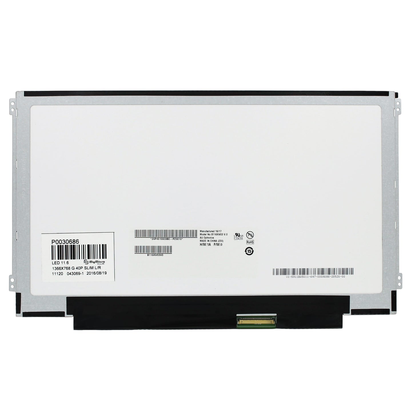 11.6 Inch LCD Scherm 1366x768 Glans 40Pin