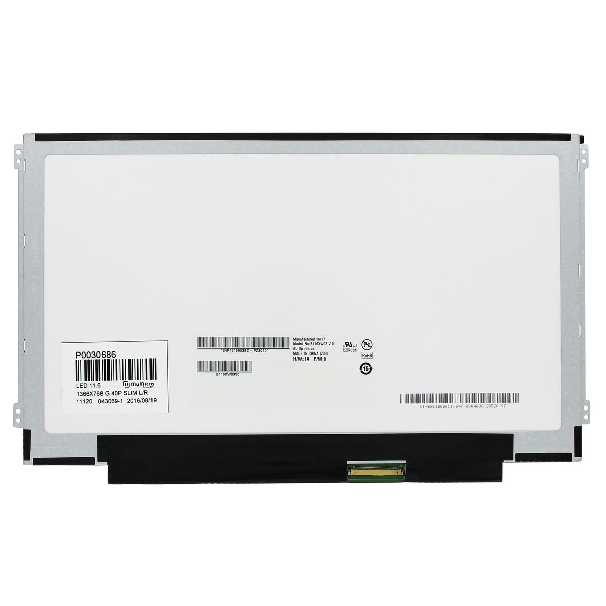 11.6 Inch LCD Scherm 1366x768 Glans 40Pin