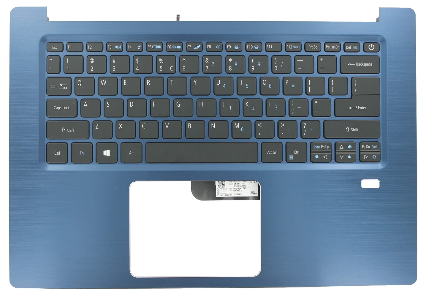 Clavier d'ordinateur portable Acer Qwerty US + capot supérieur - Bleu