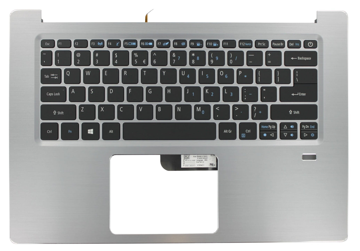 Acer Laptop Tastatur Qwerty US + Top Cover - Silber