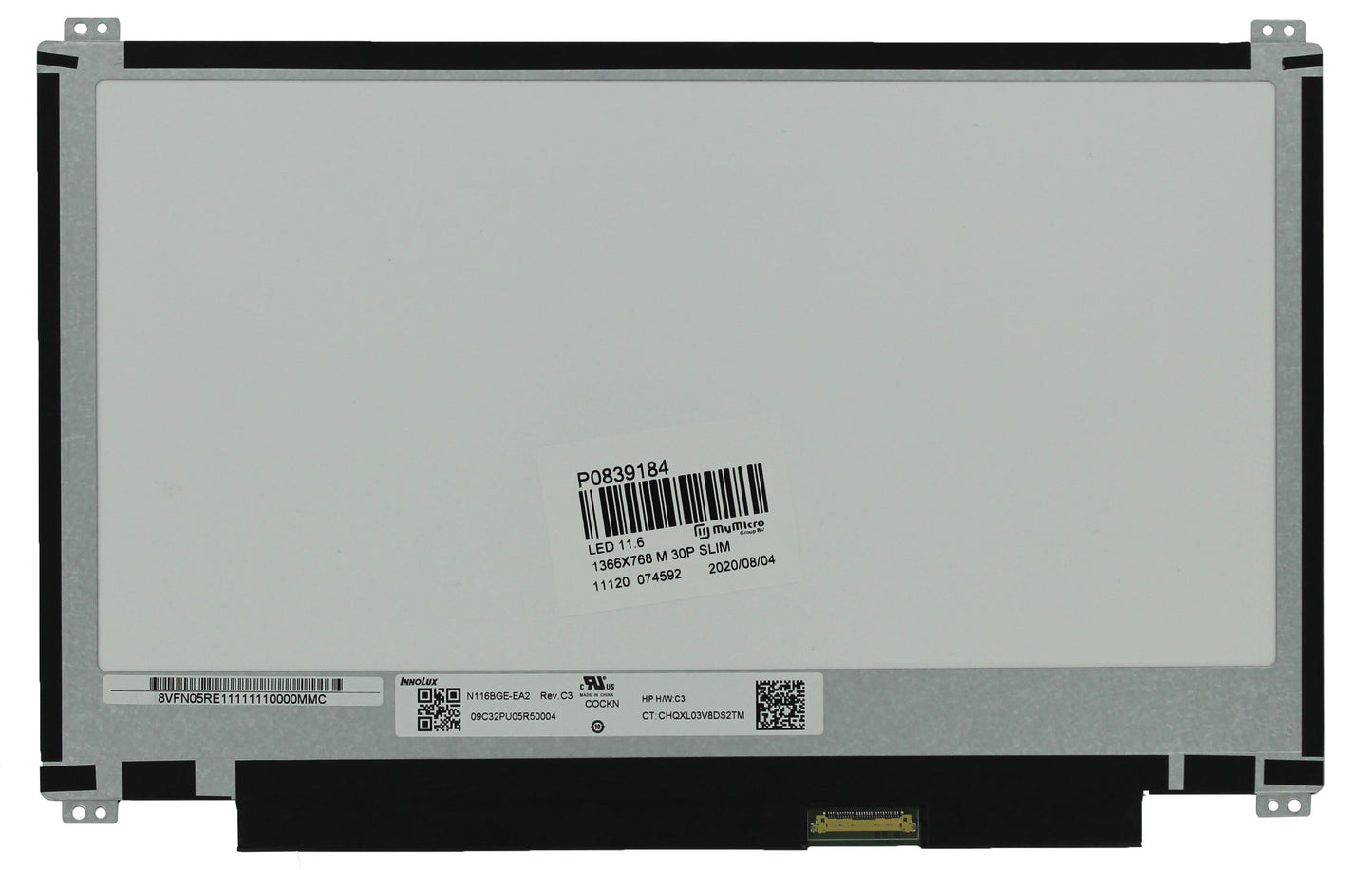 11,6 Zoll LCD-Bildschirm 1366x768 Matt 30Pin eDP