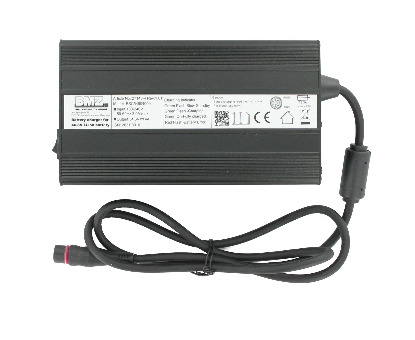 BMZ Fietsacculader 13S 54.6V 4A Plug Hirschmann