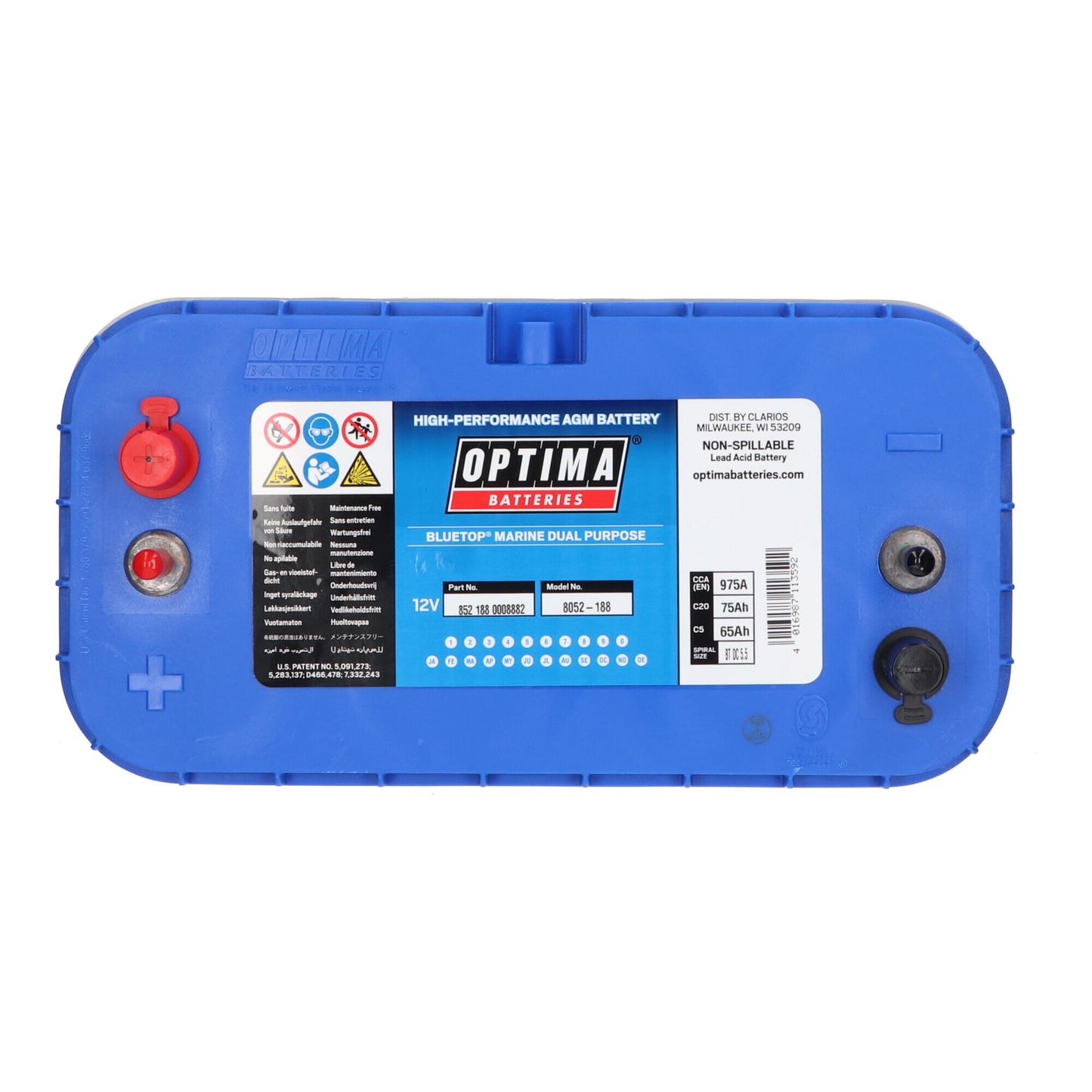 Optima Blue Top Accu 12V 75Ah BT DC-5.5