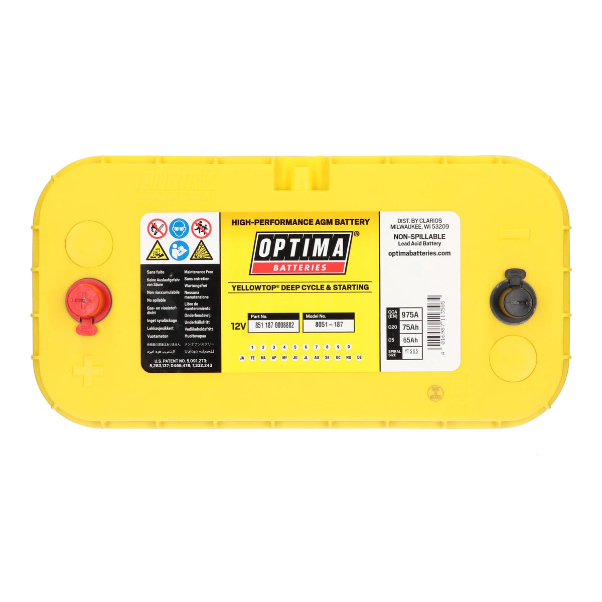 Optima Yellow Top Accu 12V 75Ah YT S-5.5