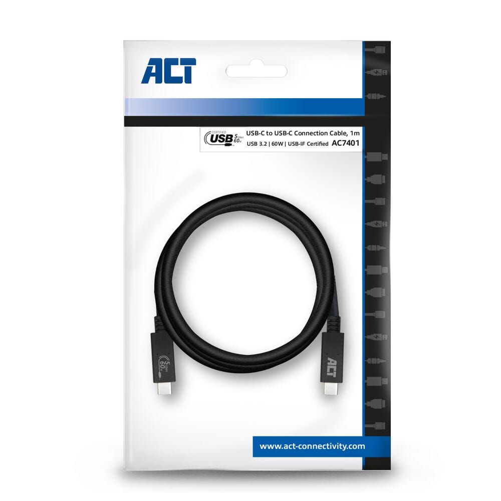 ACT USB 3.2 Gen1 aansluitkabel C male - C male 1 m